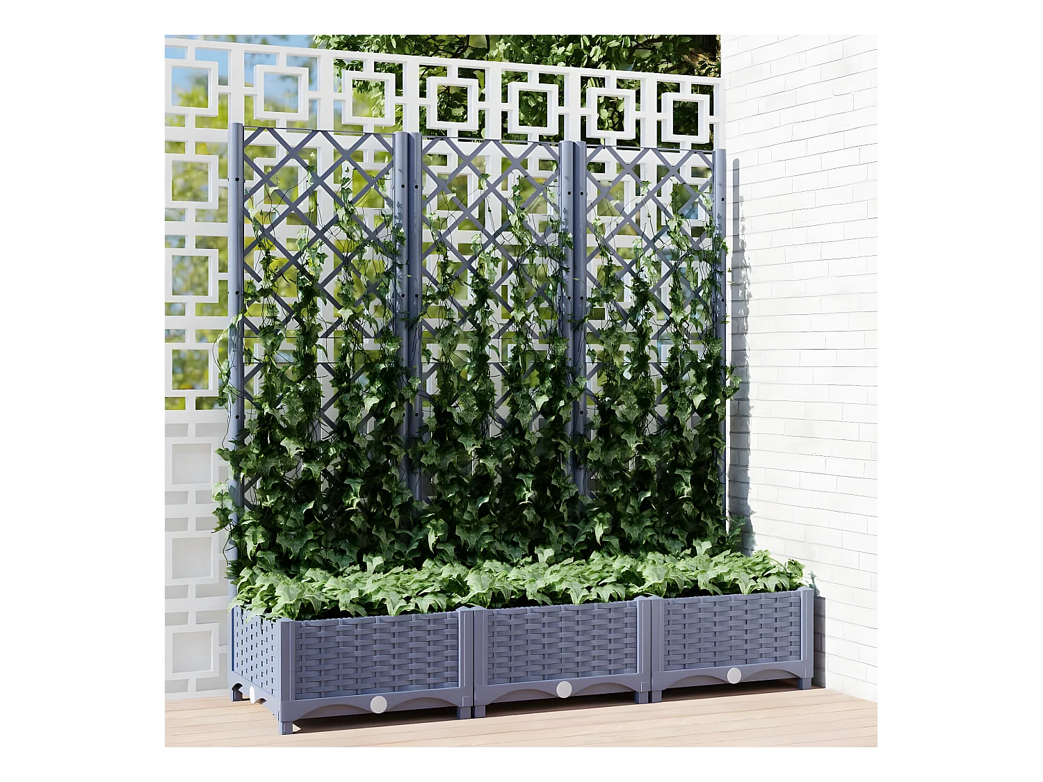 Jardinière avec treillis Gris foncé 120x40x121,5 cm PP BE8653