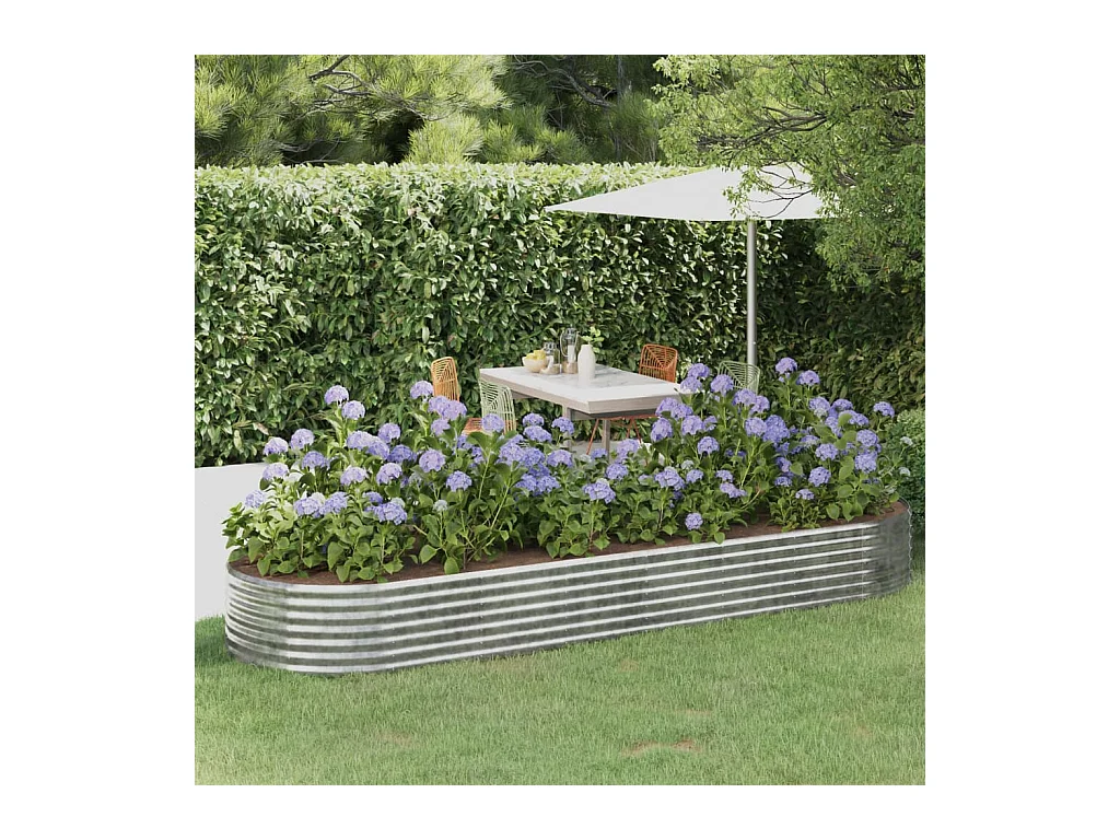 Jardinera arriate acero recubrimiento polvo plata 322x100x36 cm ES62055
