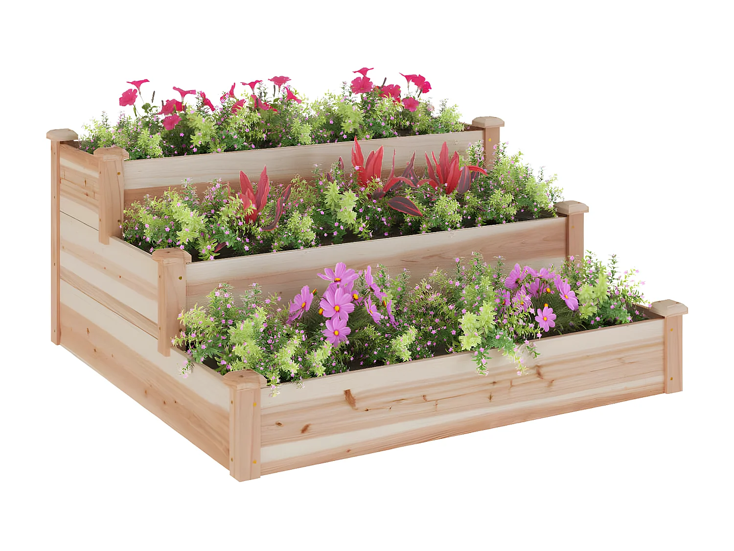 Plantenbak verhoogd met voering 120x120x56 cm massief vurenhout