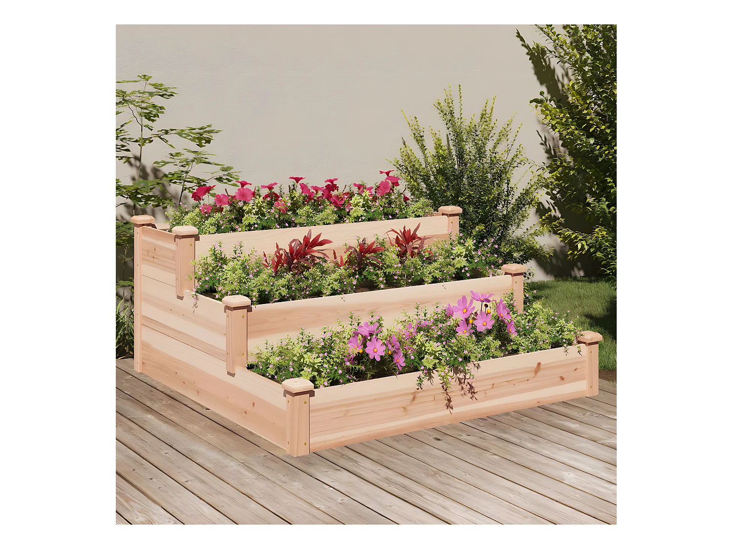 Jardinera arriate madera maciza abeto 120x120x56 cm ES65198
