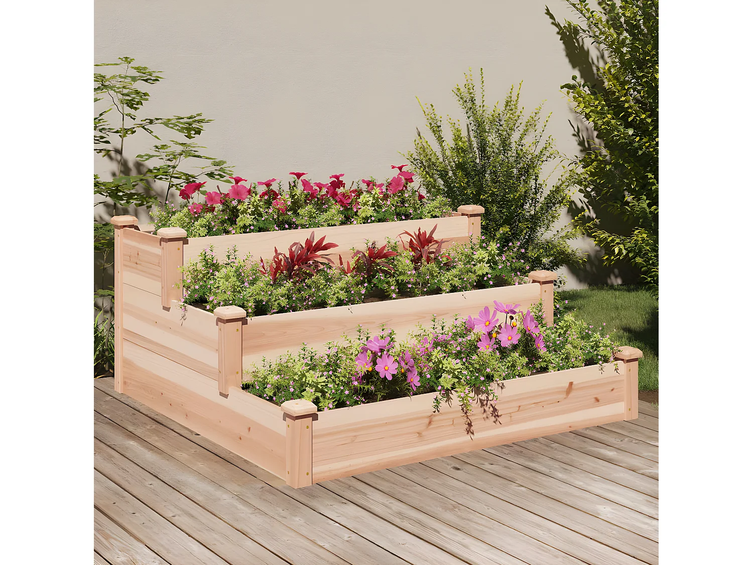Jardinera arriate madera maciza abeto 120x120x56 cm ES65198