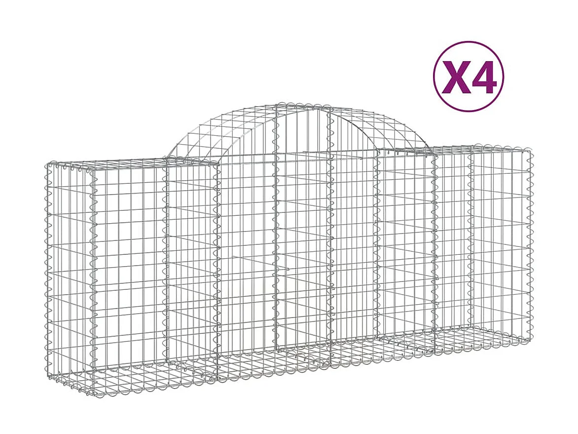 Cestas de gaviones 4 uds forma de arco hierro 200x50x80/100 cm ES90339