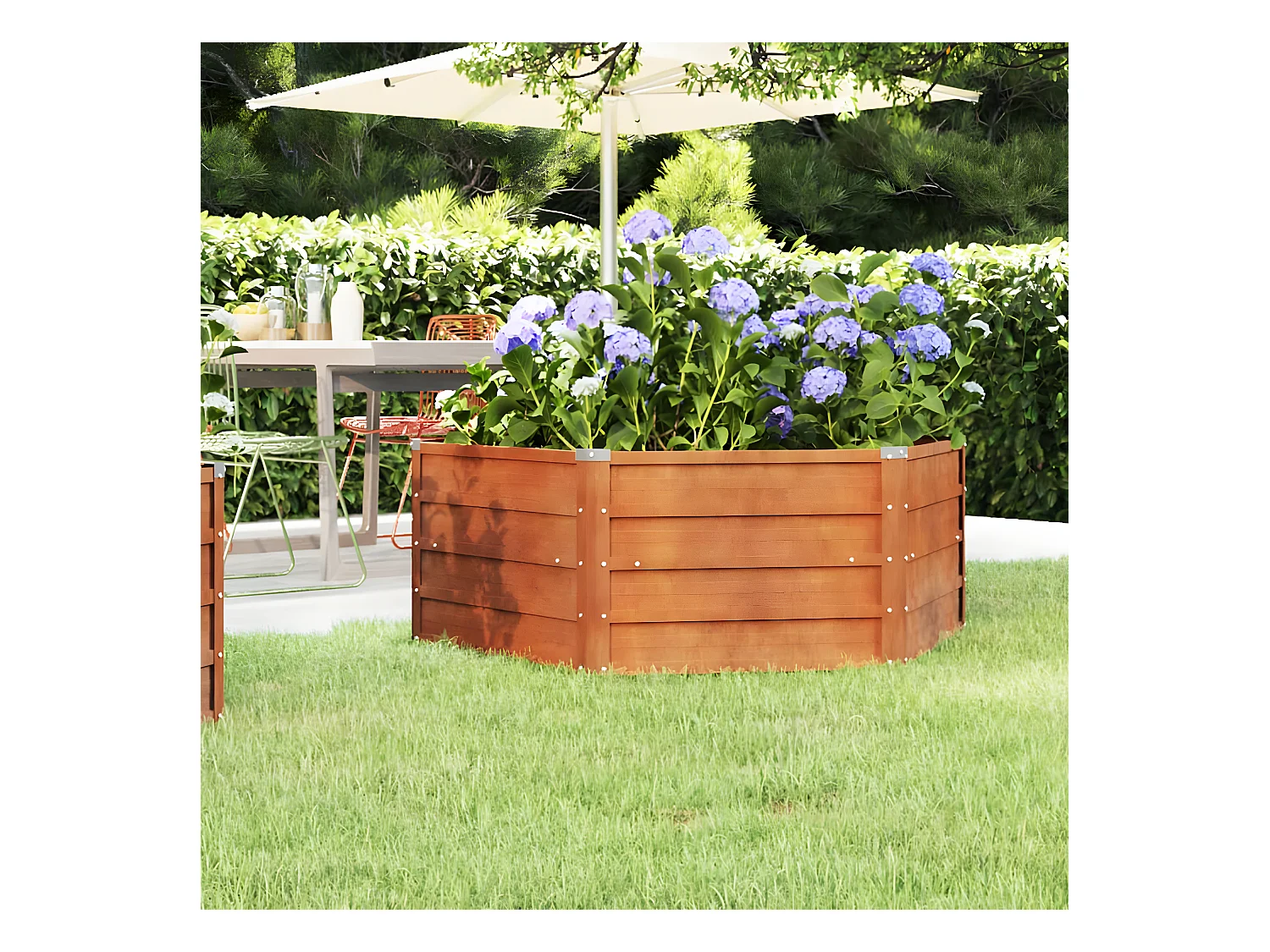 Jardinera oxidado de acero corten 129x129x45 cm ES35277