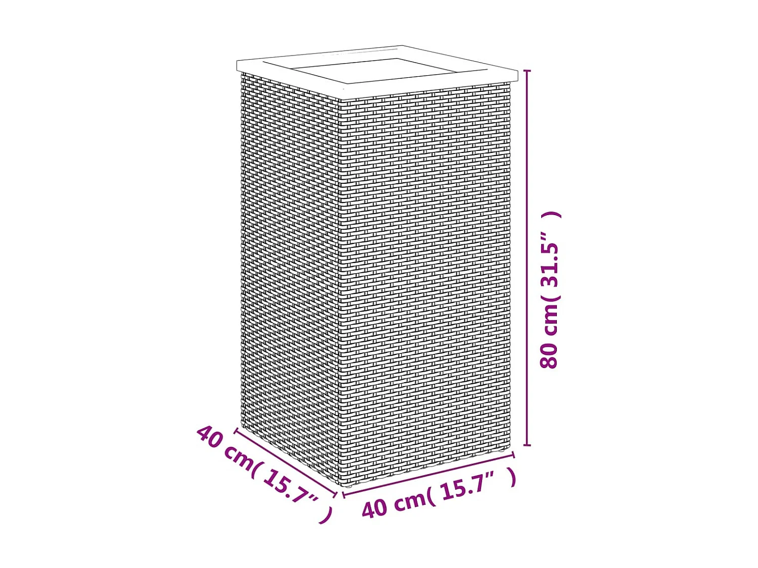 Plantenbak 40x40x80 cm poly rattan zwart NL881680