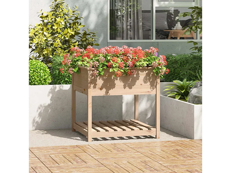 Vaso/floreira com prateleira 82,5x82,5x81 cm pinho maciço PT876126