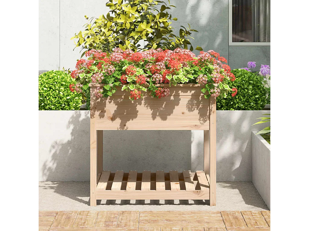 Vaso/floreira com prateleira 82,5x82,5x81 cm pinho maciço PT876126