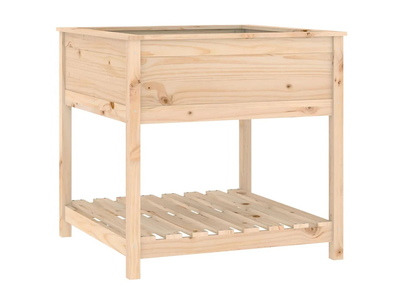 Jardinière avec étagère 82,5x82,5x81 cm Bois massif de pin BE1292