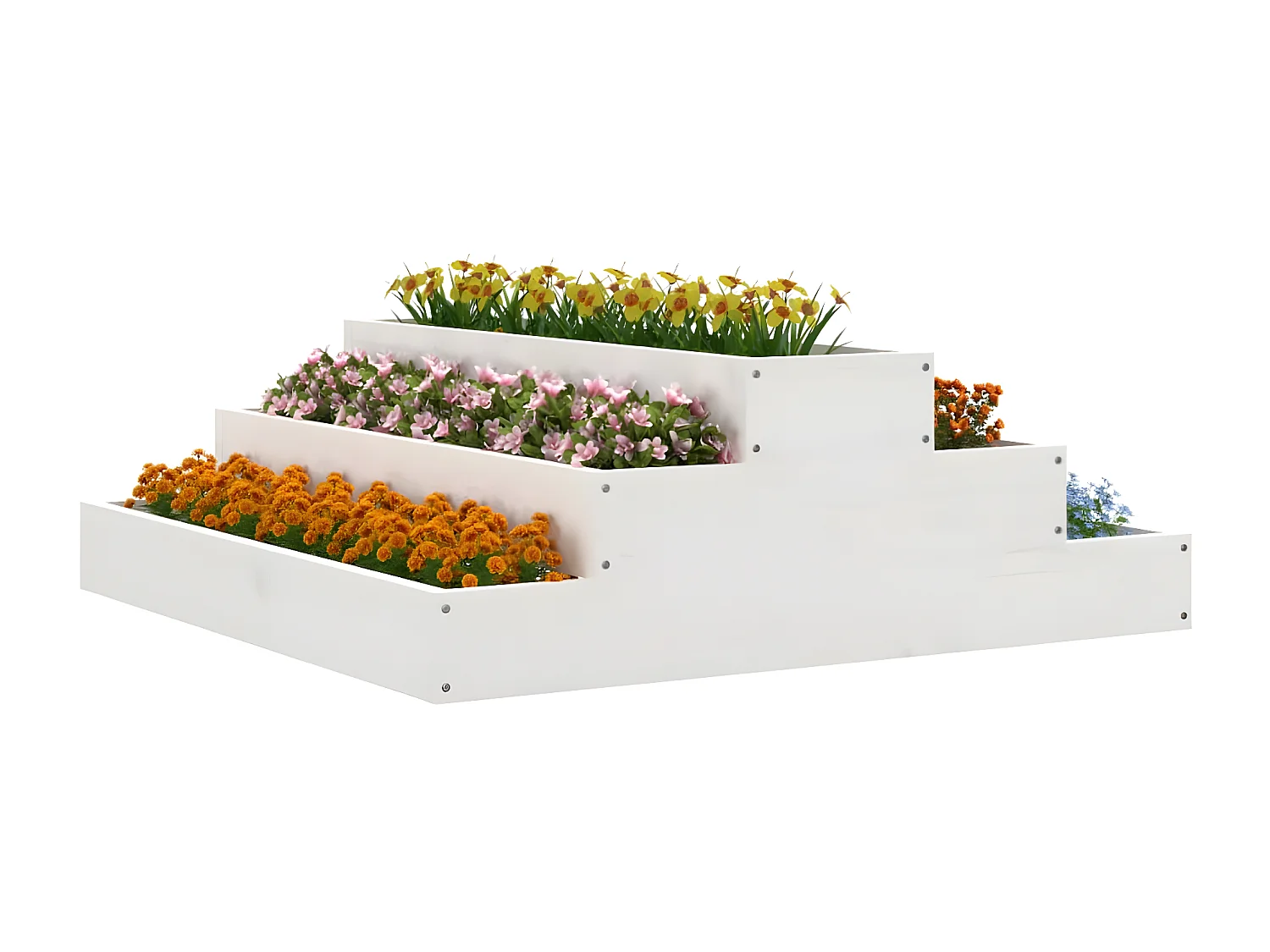 Jardinière Blanc 80x80x27 cm Bois massif de pin BE9571