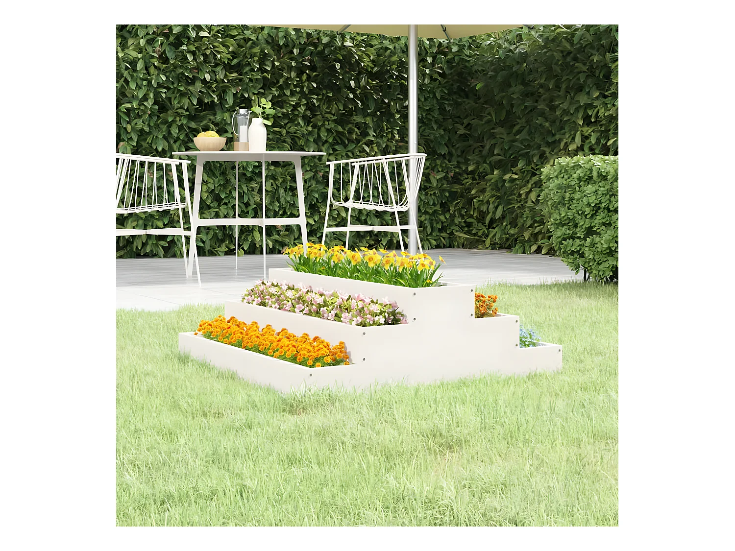 Jardinière Blanc 80x80x27 cm Bois massif de pin BE9571
