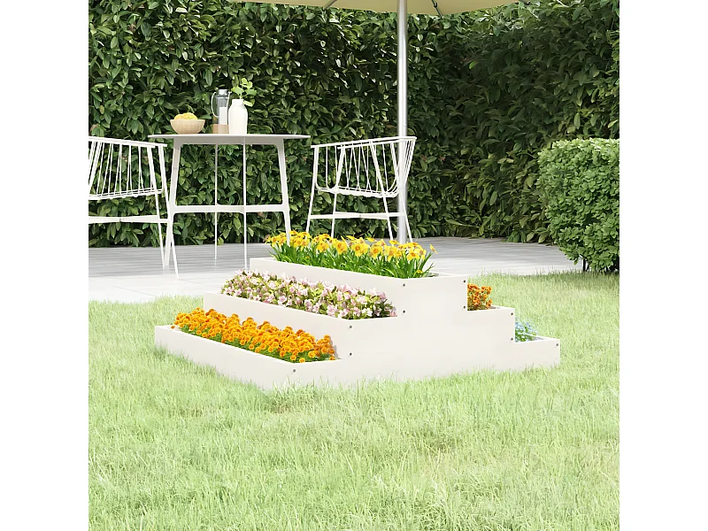 Jardinière Blanc 80x80x27 cm Bois massif de pin BE9571