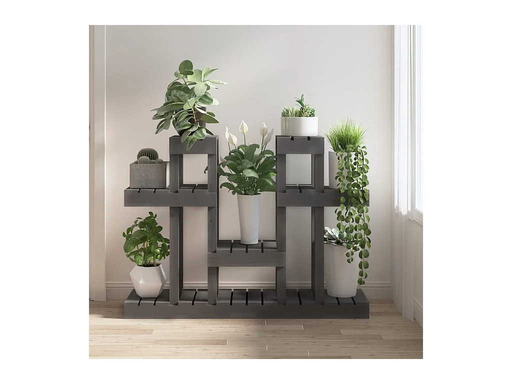 Jardinière Support à plantes Gris 104,5x25x77,5 cm Bois massif de pin BE3065