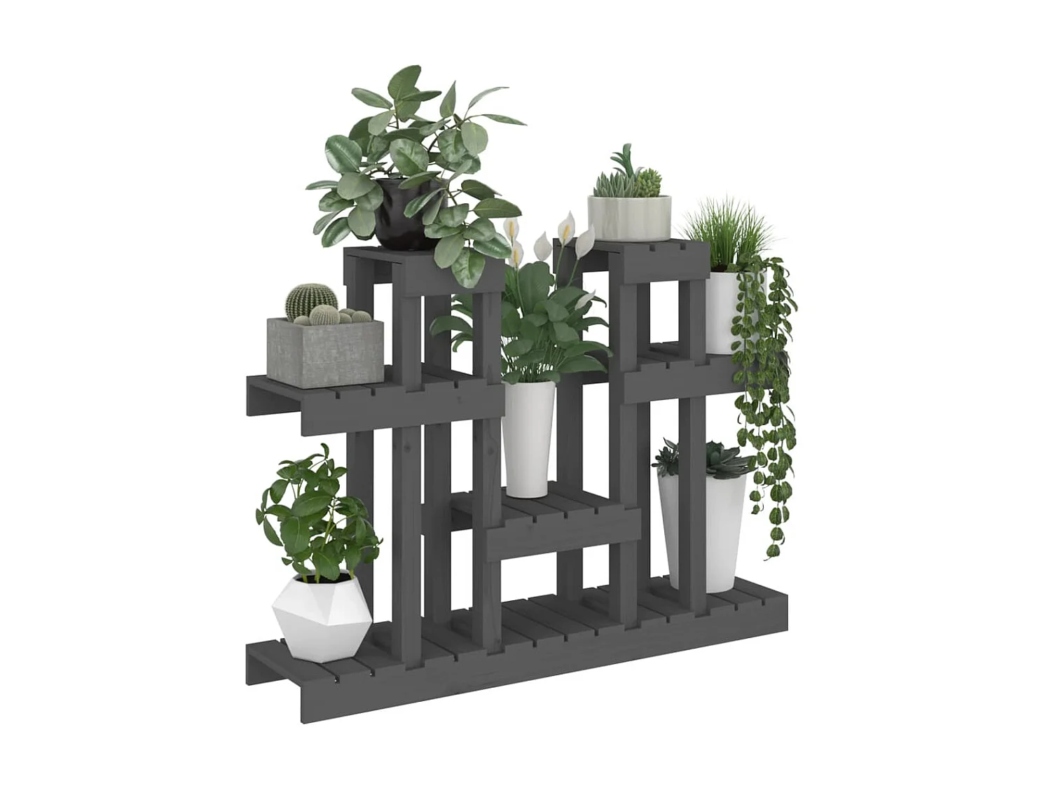 Jardinière Support à plantes Gris 104,5x25x77,5 cm Bois massif de pin BE3065