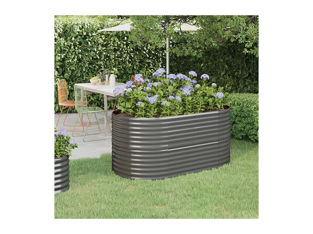 Jardinera arriate acero recubrimiento polvo gris 152x80x68 cm ES40969