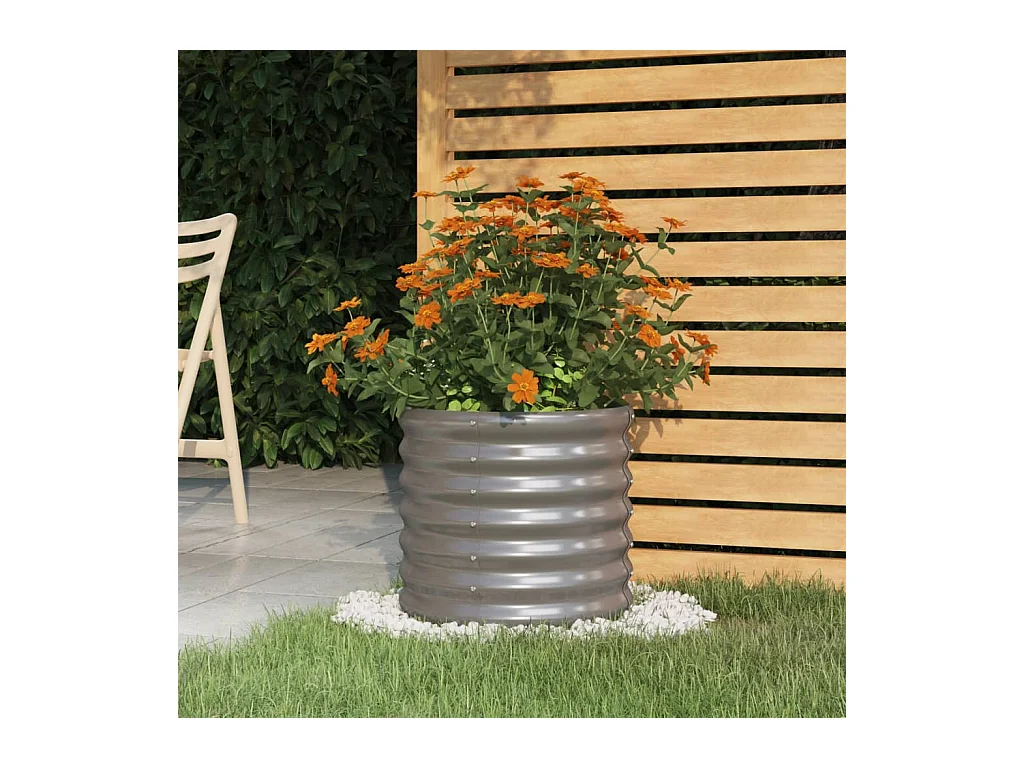 Jardinière de jardin Acier enduit de poudre 40x40x36 cm Gris BE2658