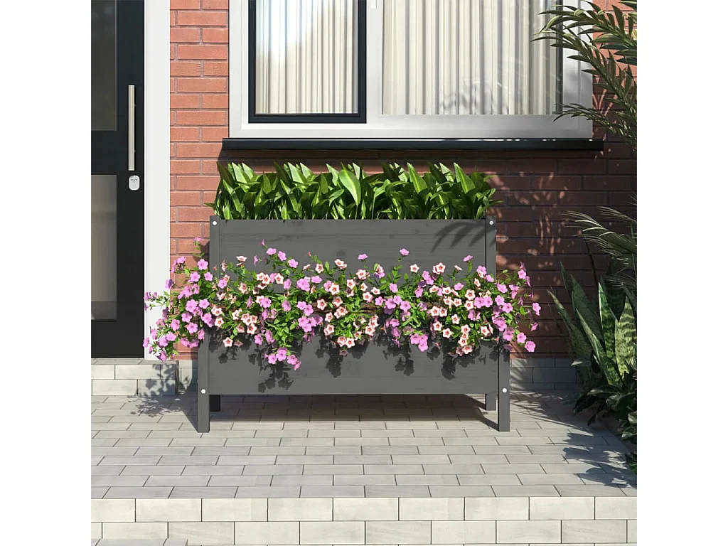 Jardinière Gris 110x84x75 cm Bois massif de pin BE8091