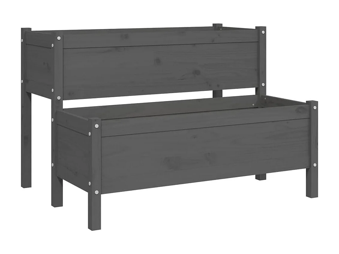 Jardinière Gris 110x84x75 cm Bois massif de pin BE8091