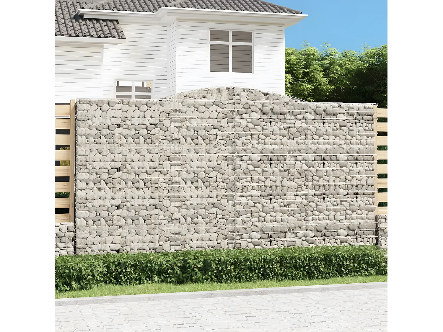 Panier de gabions arqué 400x50x220/240 cm Fer galvanisé WVGQ2240
