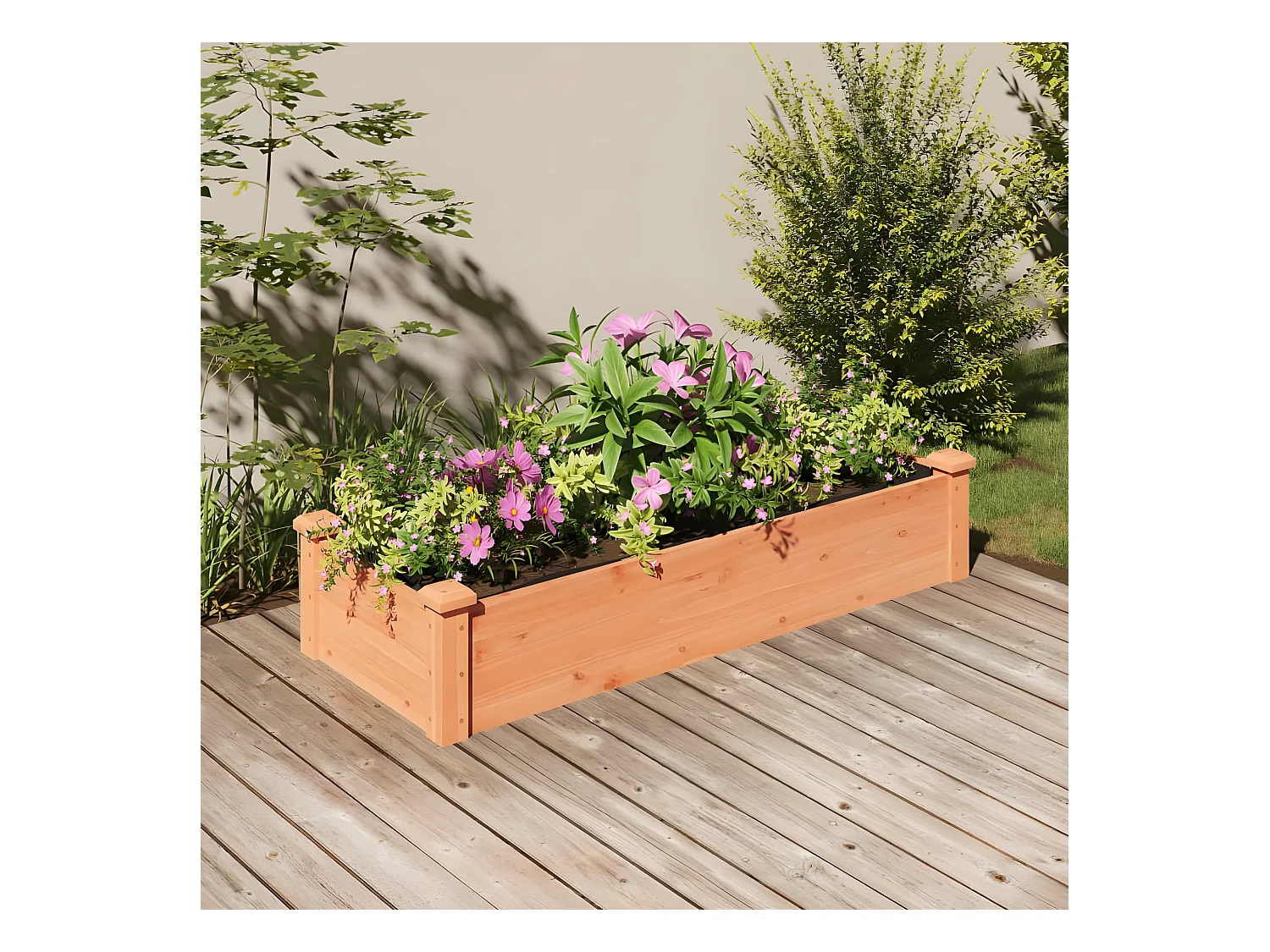 Jardinera arriate forro madera maciza abeto marrón 120x45x25 cm ES63878