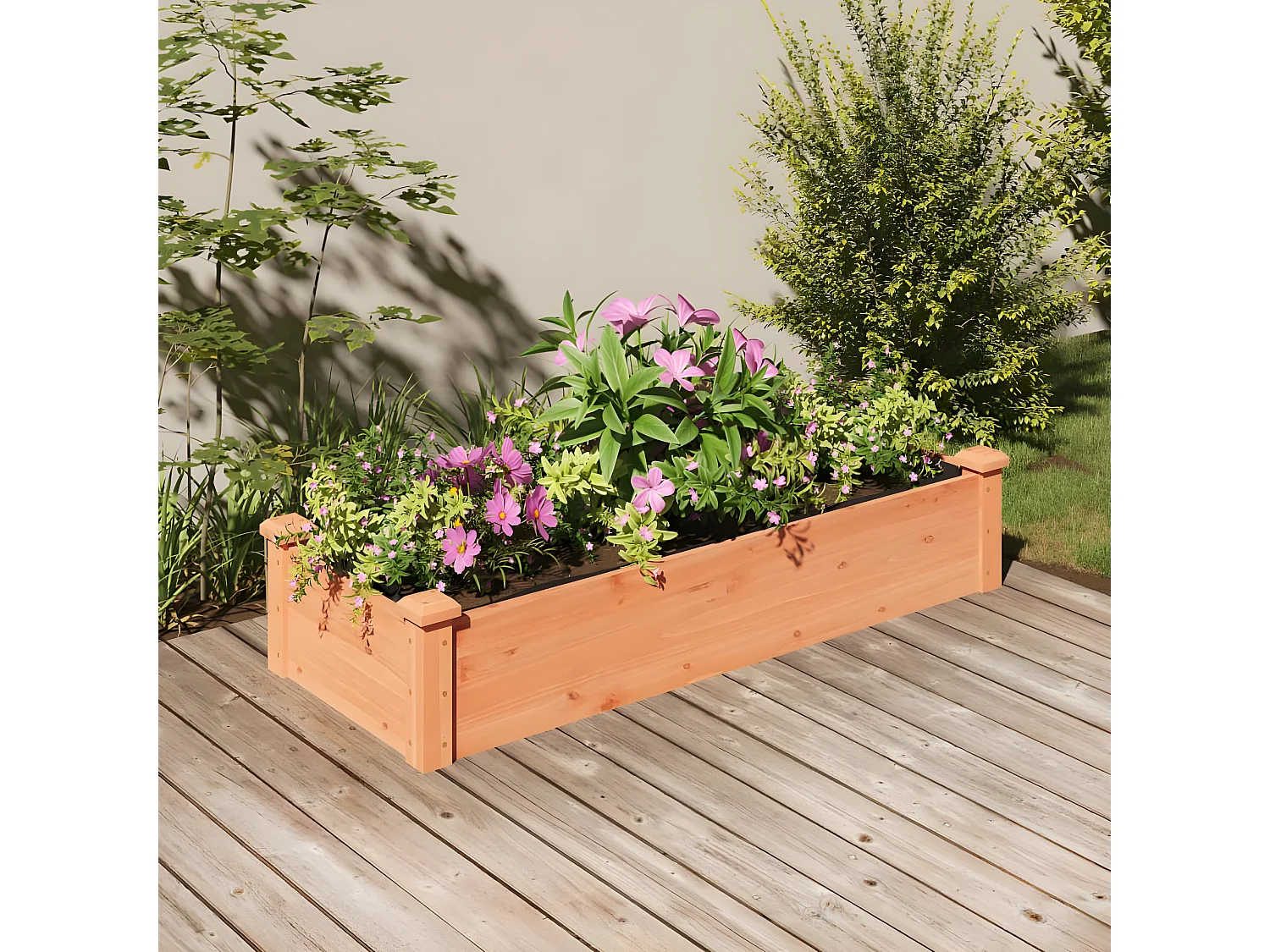 Jardinera arriate forro madera maciza abeto marrón 120x45x25 cm ES63878