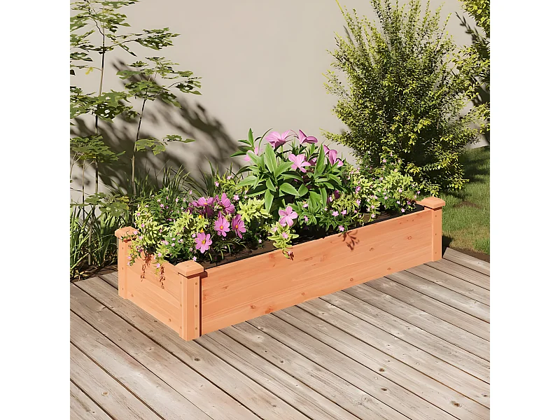 Jardinera arriate forro madera maciza abeto marrón 120x45x25 cm ES63878