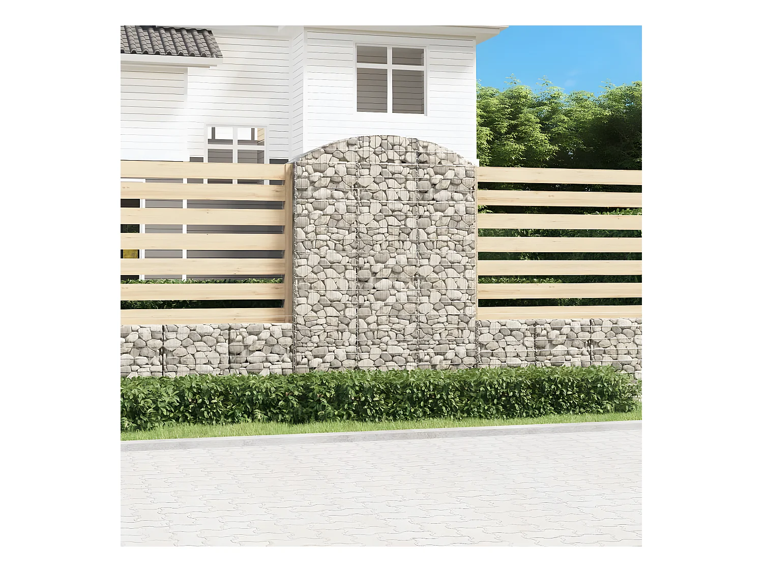 Panier de gabions arqué 150x50x200/220 cm Fer galvanisé WVGQ6901