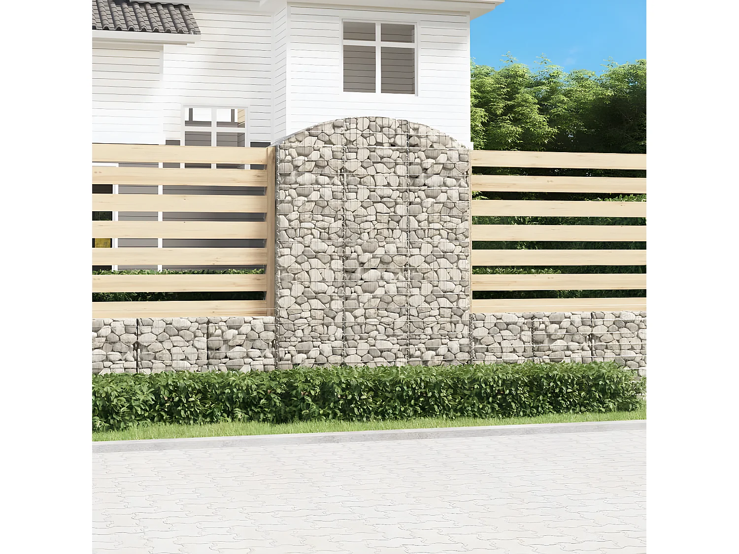 Panier de gabions arqué 150x50x200/220 cm Fer galvanisé WVGQ6901