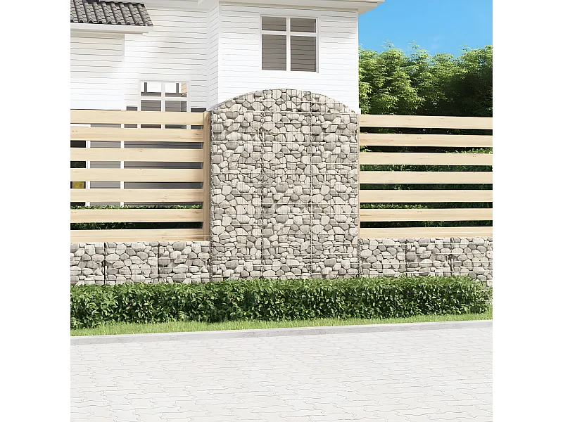 Panier de gabions arqué 150x50x200/220 cm Fer galvanisé WVGQ6901