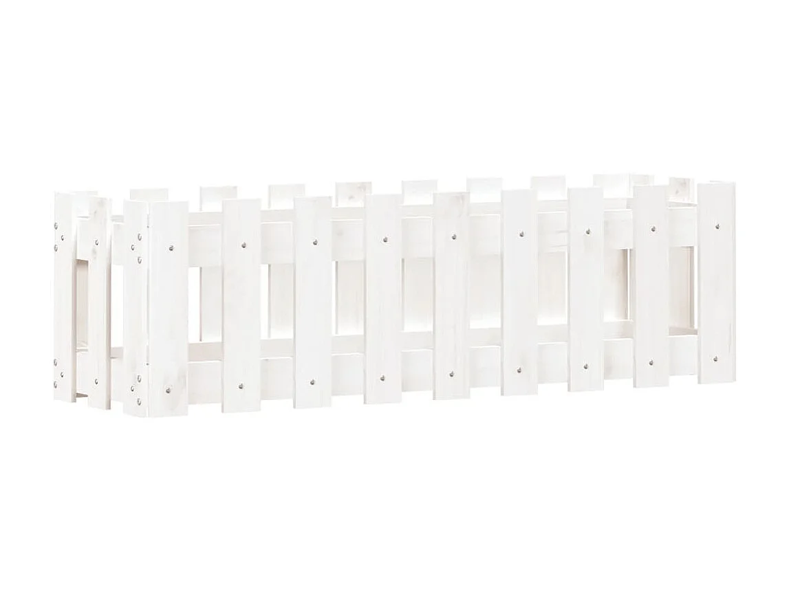 Jardinera elevado jardín con valla madera pino blanco 100x30x30cm ES77479