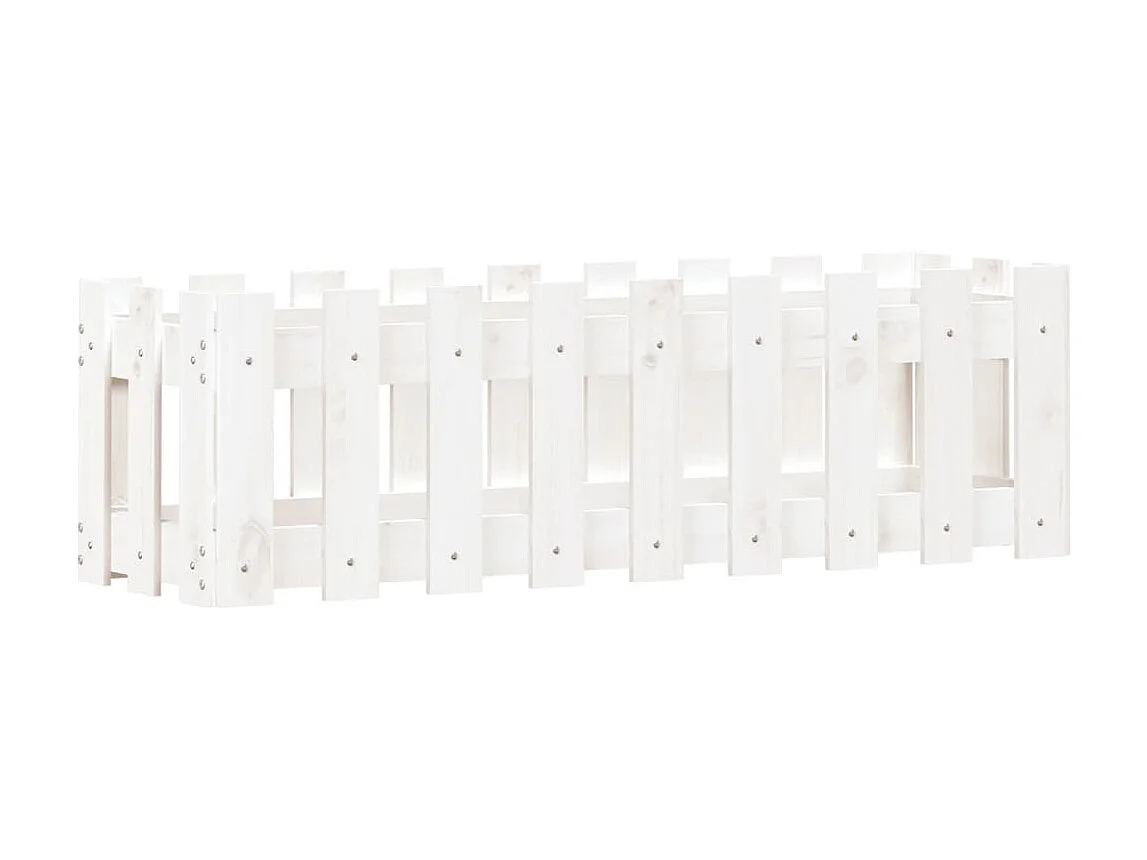 Jardinera elevado jardín con valla madera pino blanco 100x30x30cm ES77479