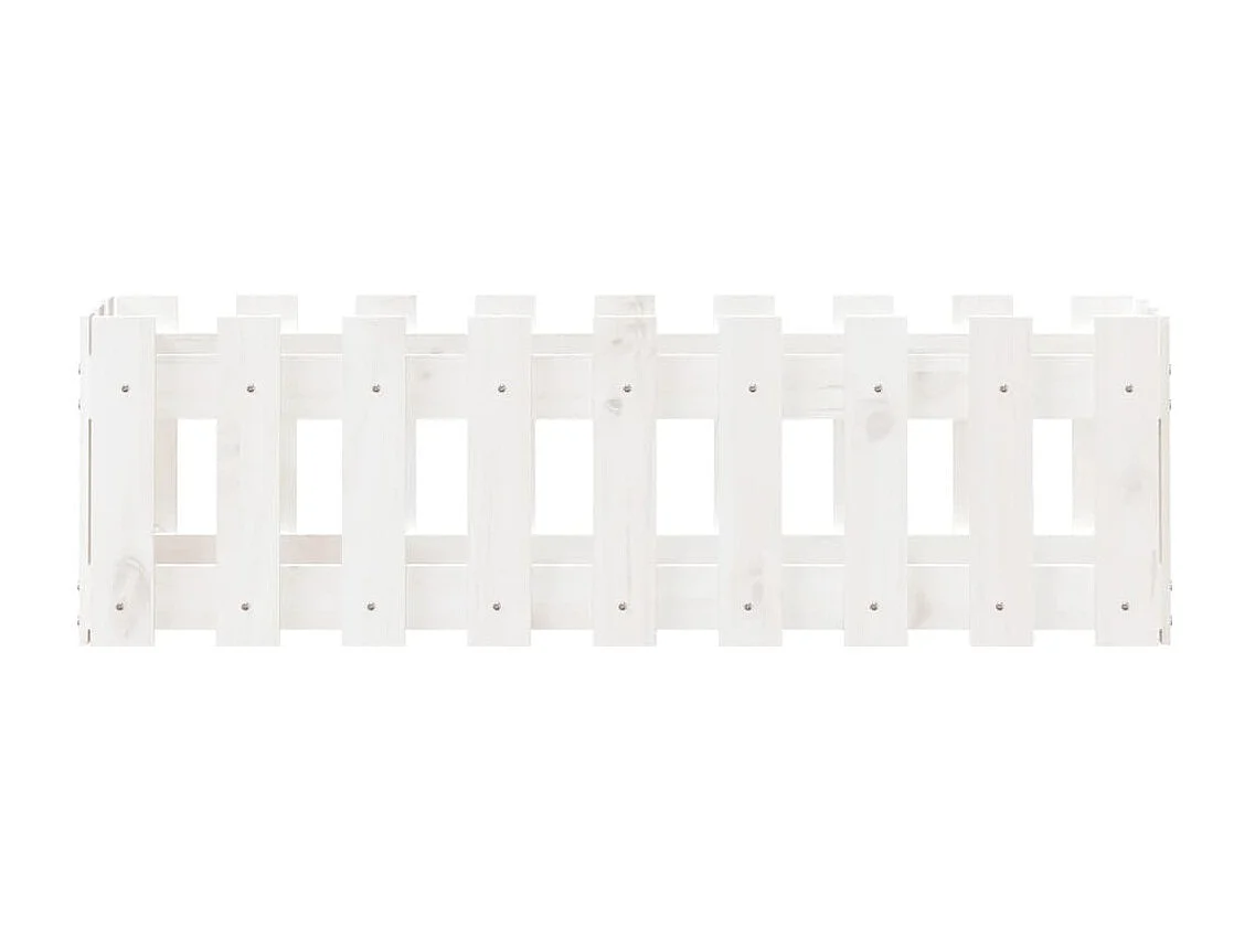 Jardinera elevado jardín con valla madera pino blanco 100x30x30cm ES77479