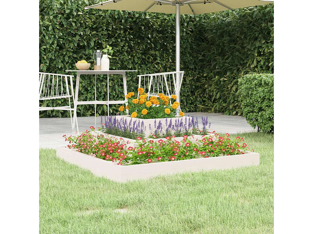 Jardinière Blanc 80x80x27 cm Bois massif de pin BE4412