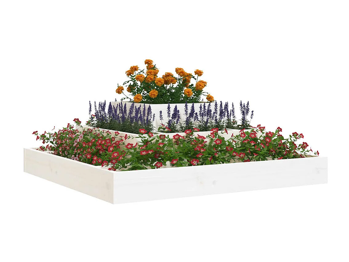 Jardinière Blanc 80x80x27 cm Bois massif de pin BE4412