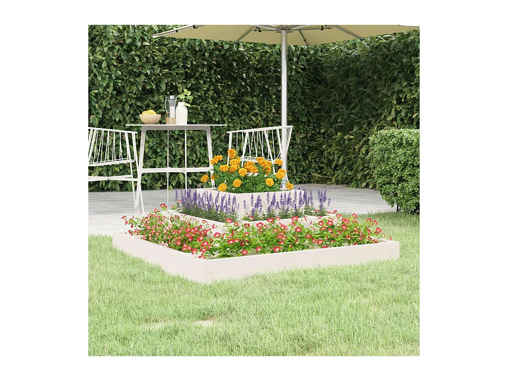 Jardinière Blanc 80x80x27 cm Bois massif de pin BE4412