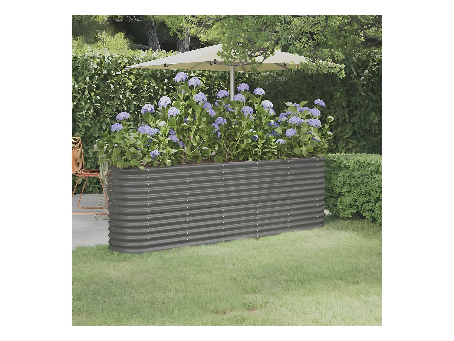 Jardinera arriate acero recubrimiento polvo gris 224x40x68 cm ES92794