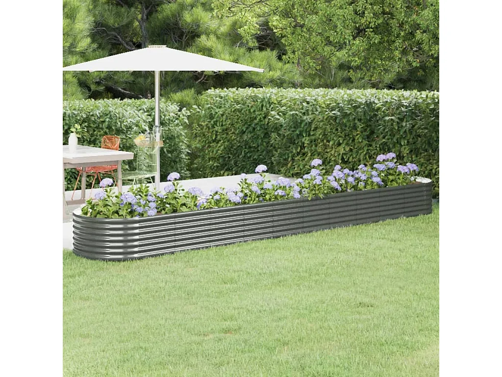 Jardinera arriate acero recubrimiento polvo gris 440x80x36 cm ES76663