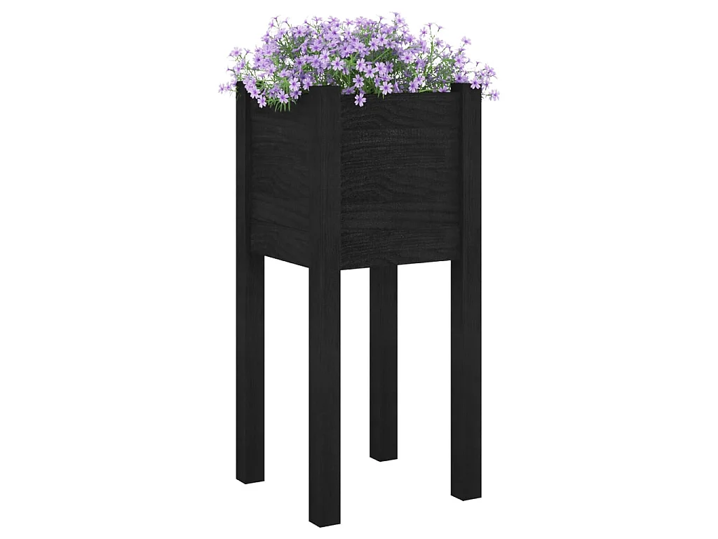 Jardinière d'extérieur Noir 31x31x70 cm Bois de pin massif BE3140