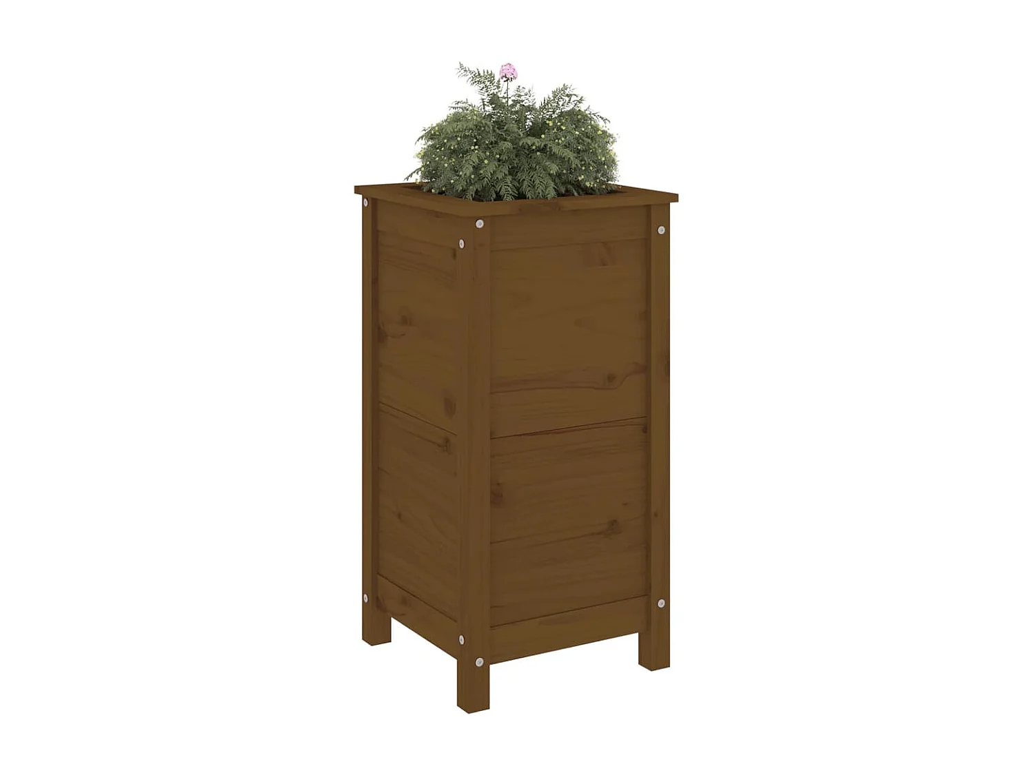 Jardinière marron miel 40x40x78 cm bois massif de pin BE6632