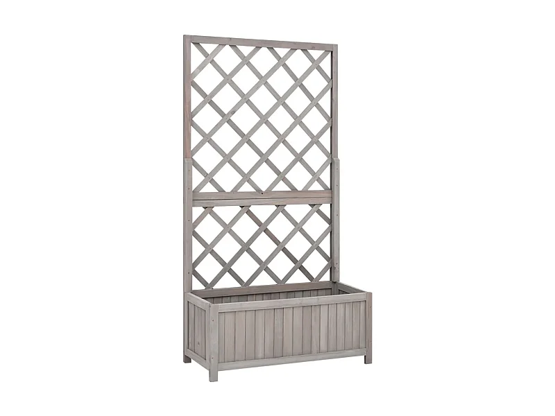 Vaso com treliça para jardim 70x30x135 cm abeto maciço cinzento PT713165