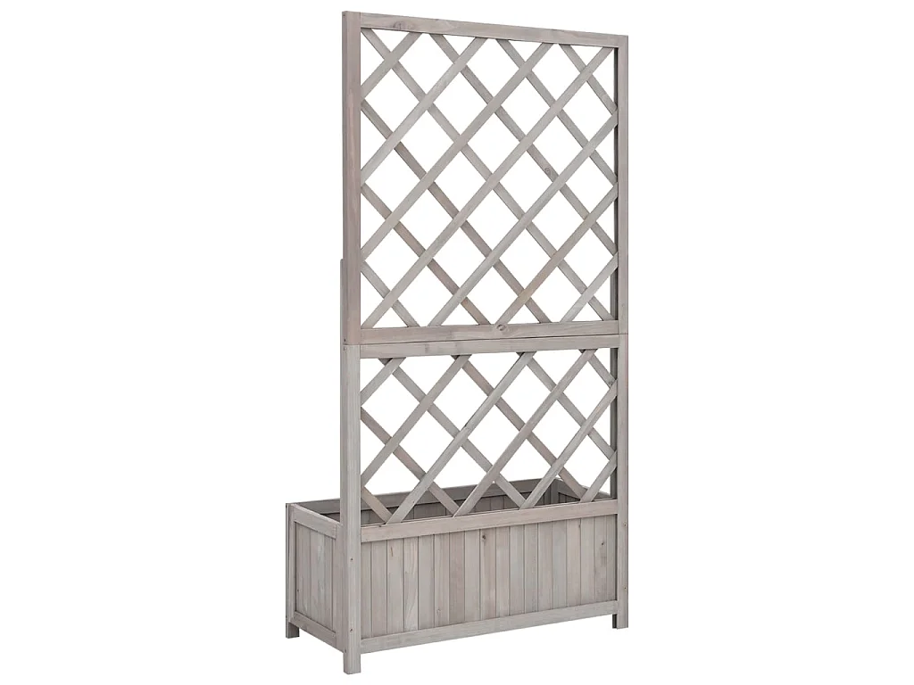 Jardinière à treillis de jardin Gris 70x30x135 cm Bois de sapin BE9150