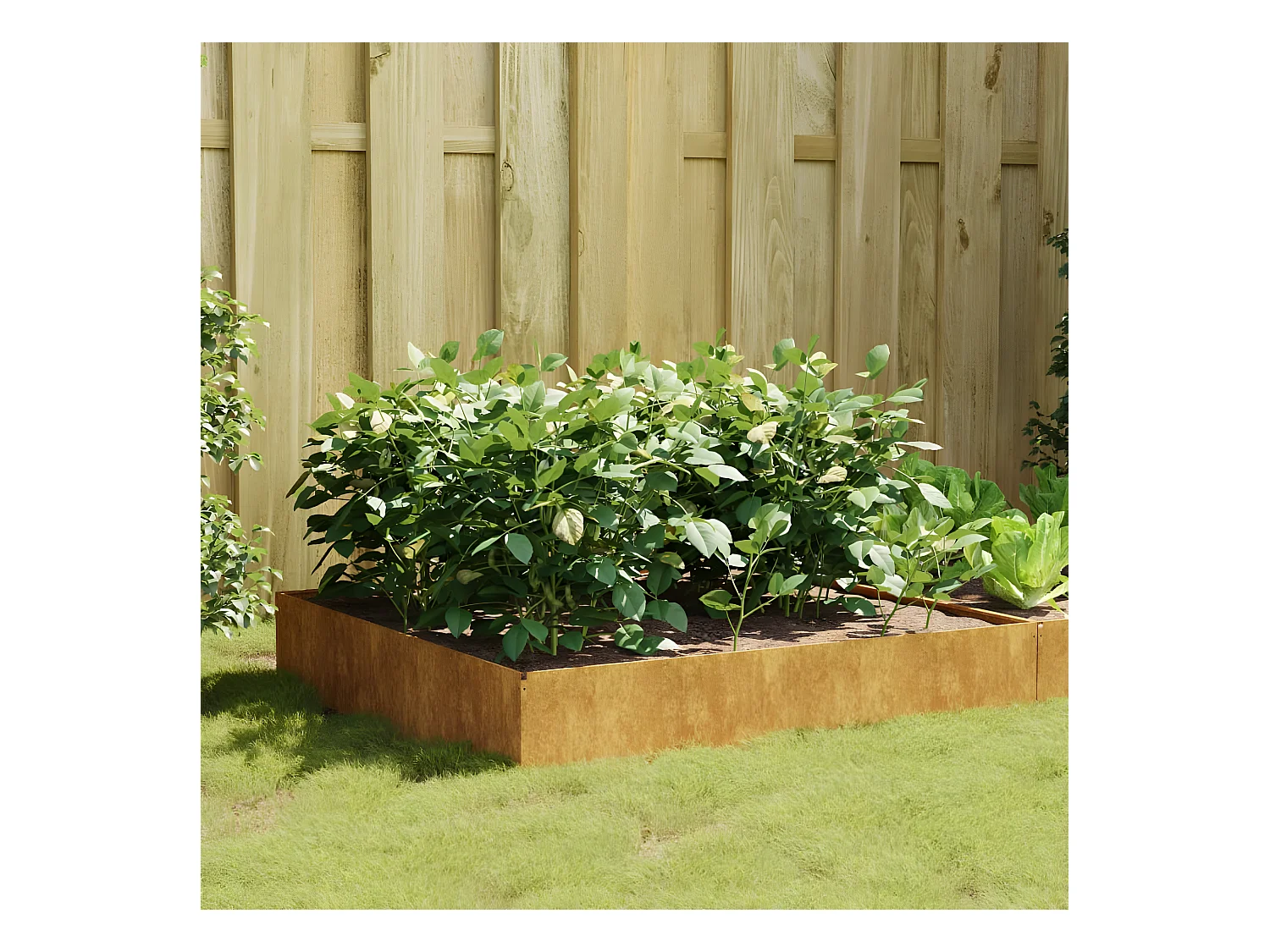 Jardinera acero corten 100x100x33,5 cm ES34406
