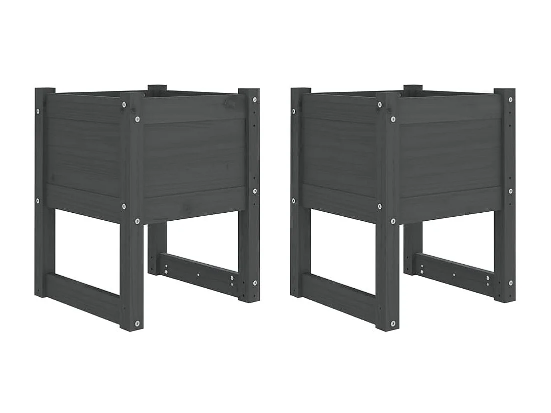 Jardinières 2 pcs Gris 40x40x52,5 cm Bois massif de pin BE3310