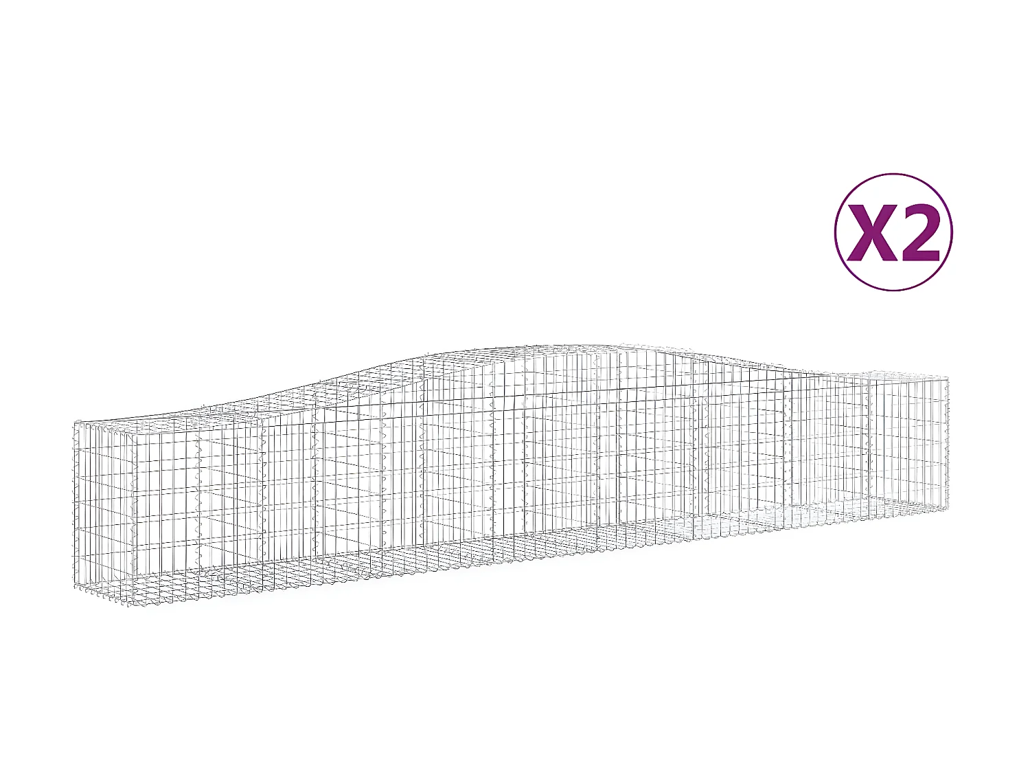 Cestas de gaviones 2 uds forma de arco hierro 400x50x60/80 cm ES70201