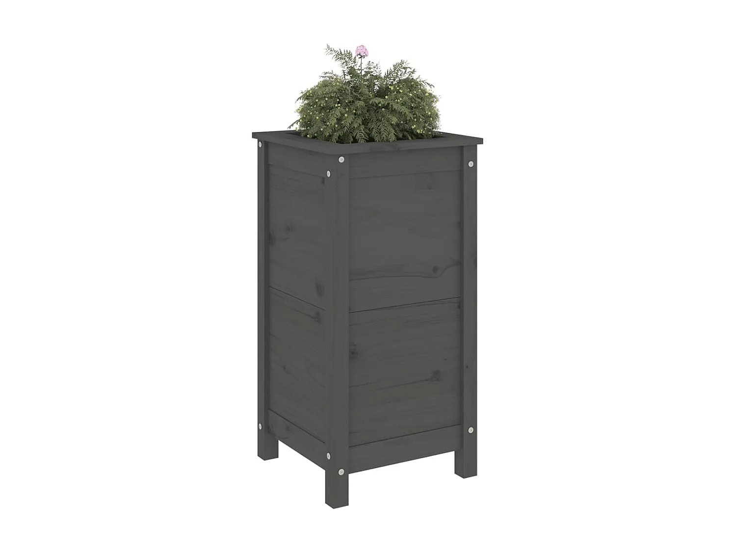 Jardinière gris 40x40x78 cm bois massif de pin BE7758