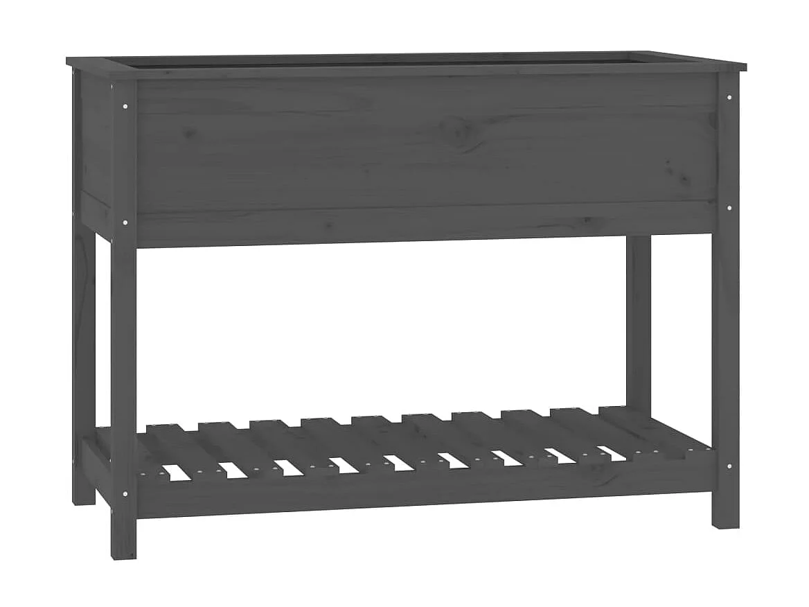 Jardinière avec étagère Gris 111,5x54x81 cm Bois massif de pin BE7449