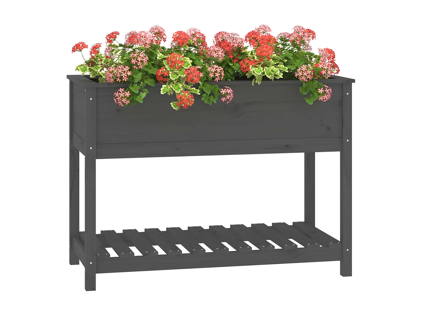 Jardinière avec étagère Gris 111,5x54x81 cm Bois massif de pin BE7449