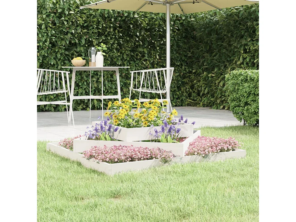 Plantenbak 112x112x27 cm massief grenenhout wit NL580980