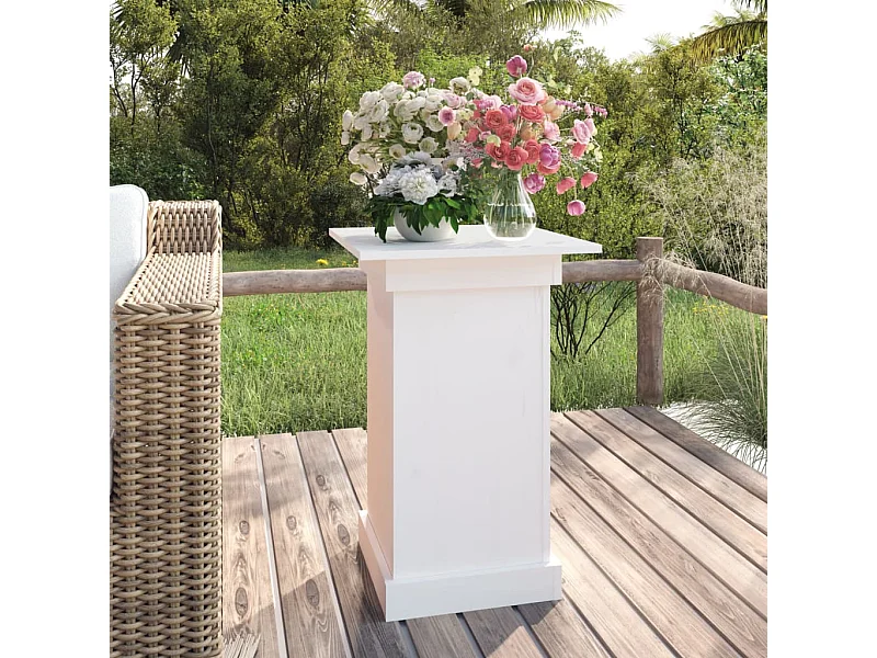 Bloemenstandaard 40x40x60 cm massief grenenhout wit NL870167