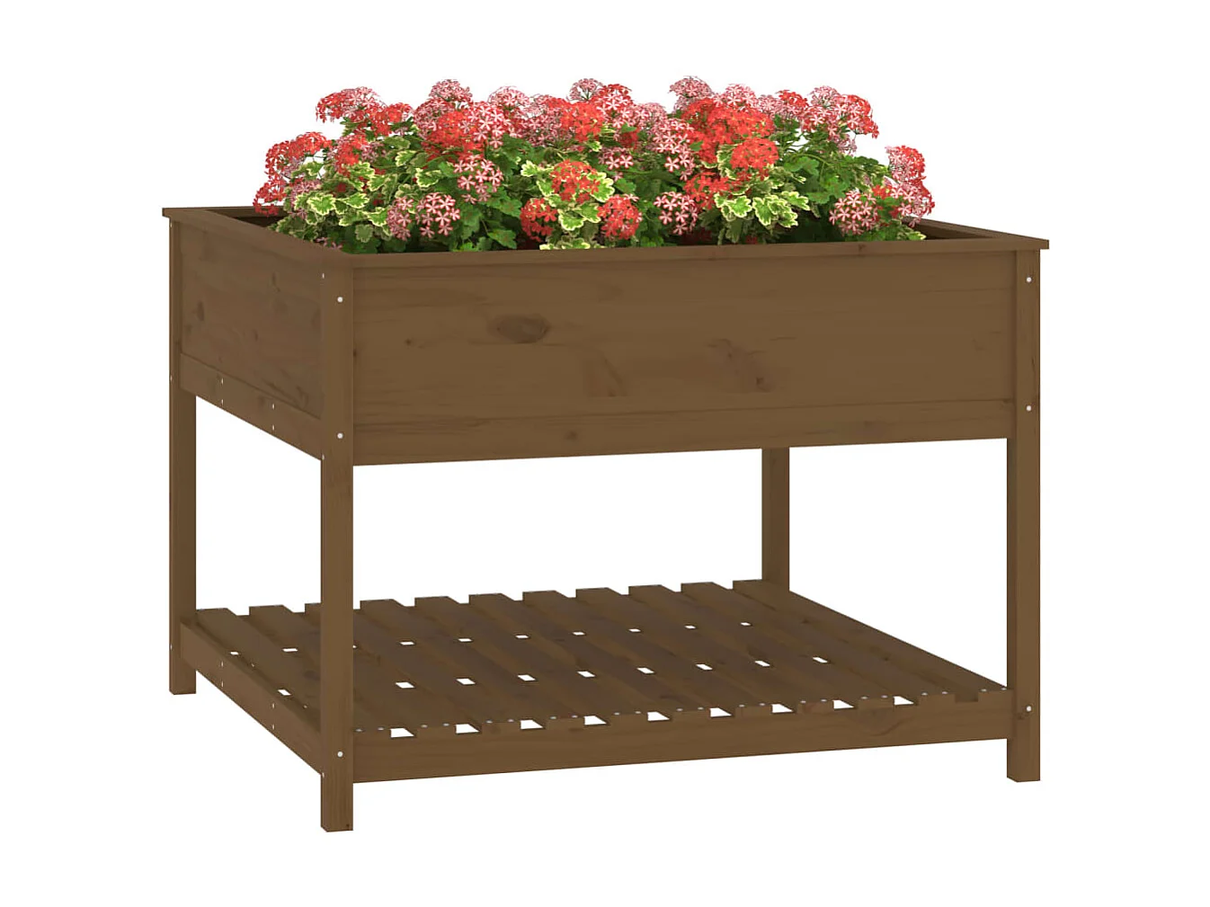 Jardinière et étagère Marron miel 111,5x111,5x81 cm Bois de pin BE7910