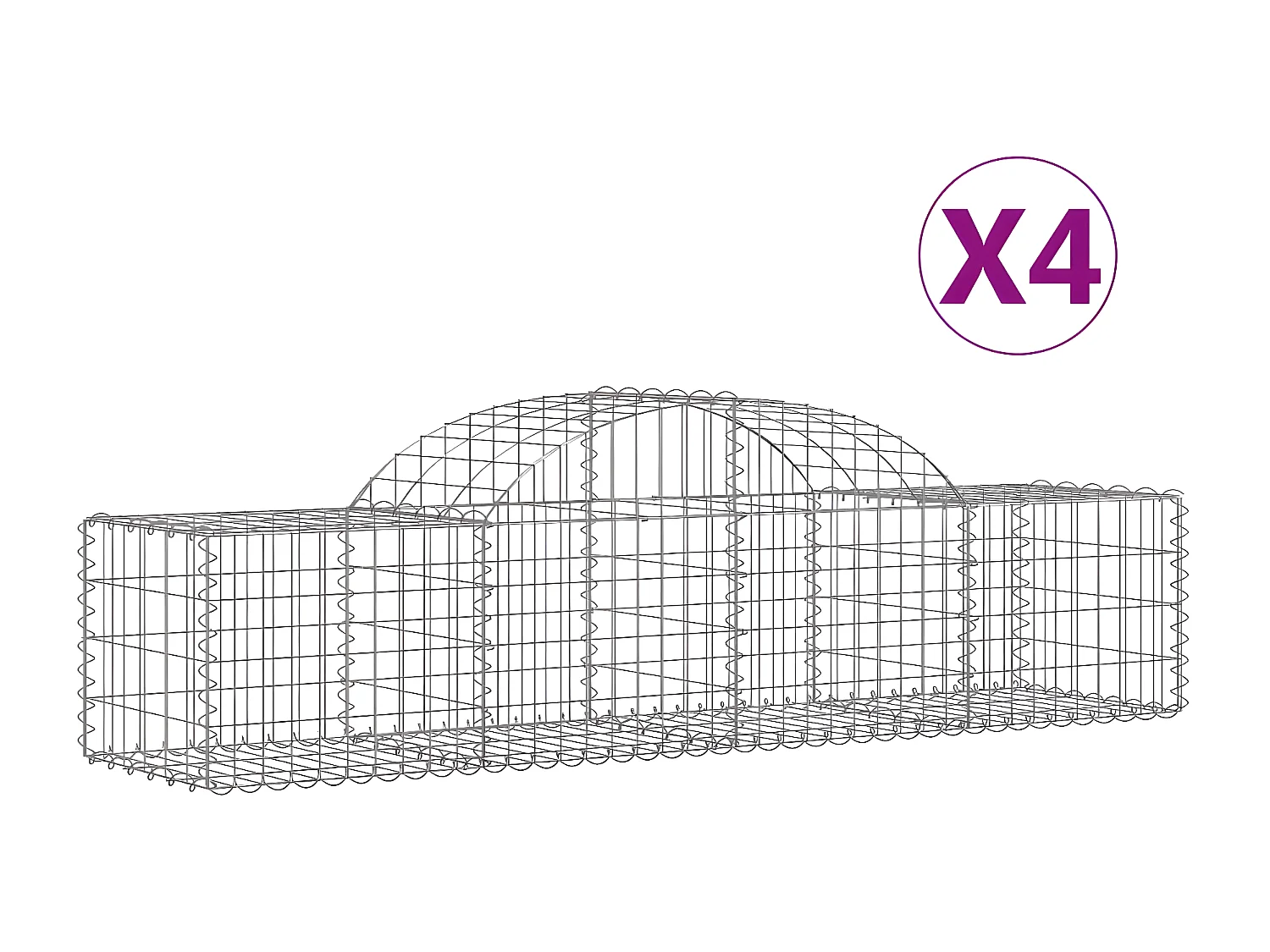 Cestas de gaviones 4 uds forma de arco hierro 200x50x40/60 cm ES73698