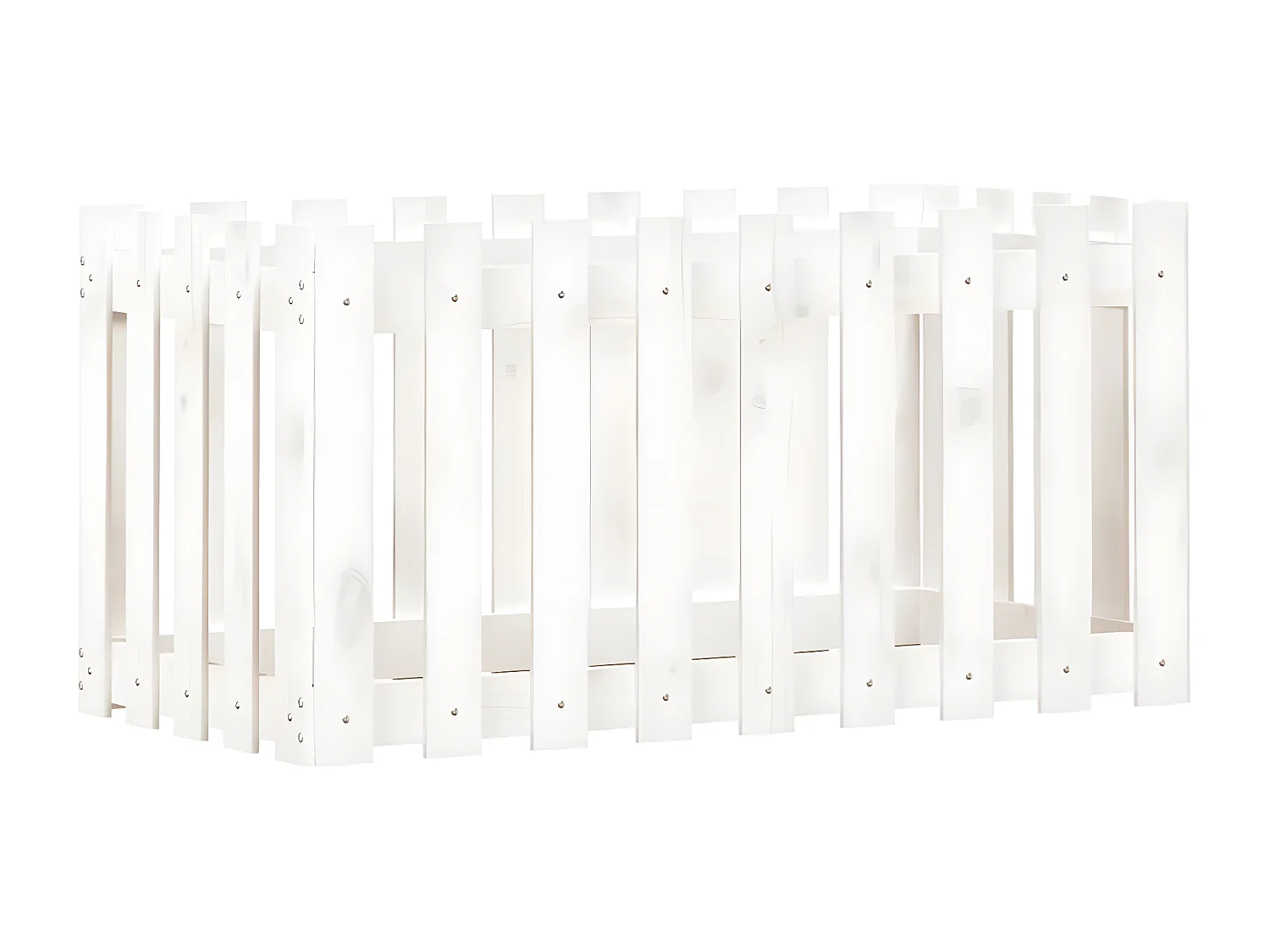 Jardinera elevado jardín con valla madera pino blanco 100x50x50cm ES33246